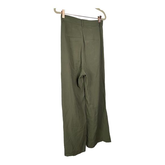 Revolve NONchalant Fabi Wide Leg Pleated Trouser Pant Olive Green Size Small - Picture 5 of 12